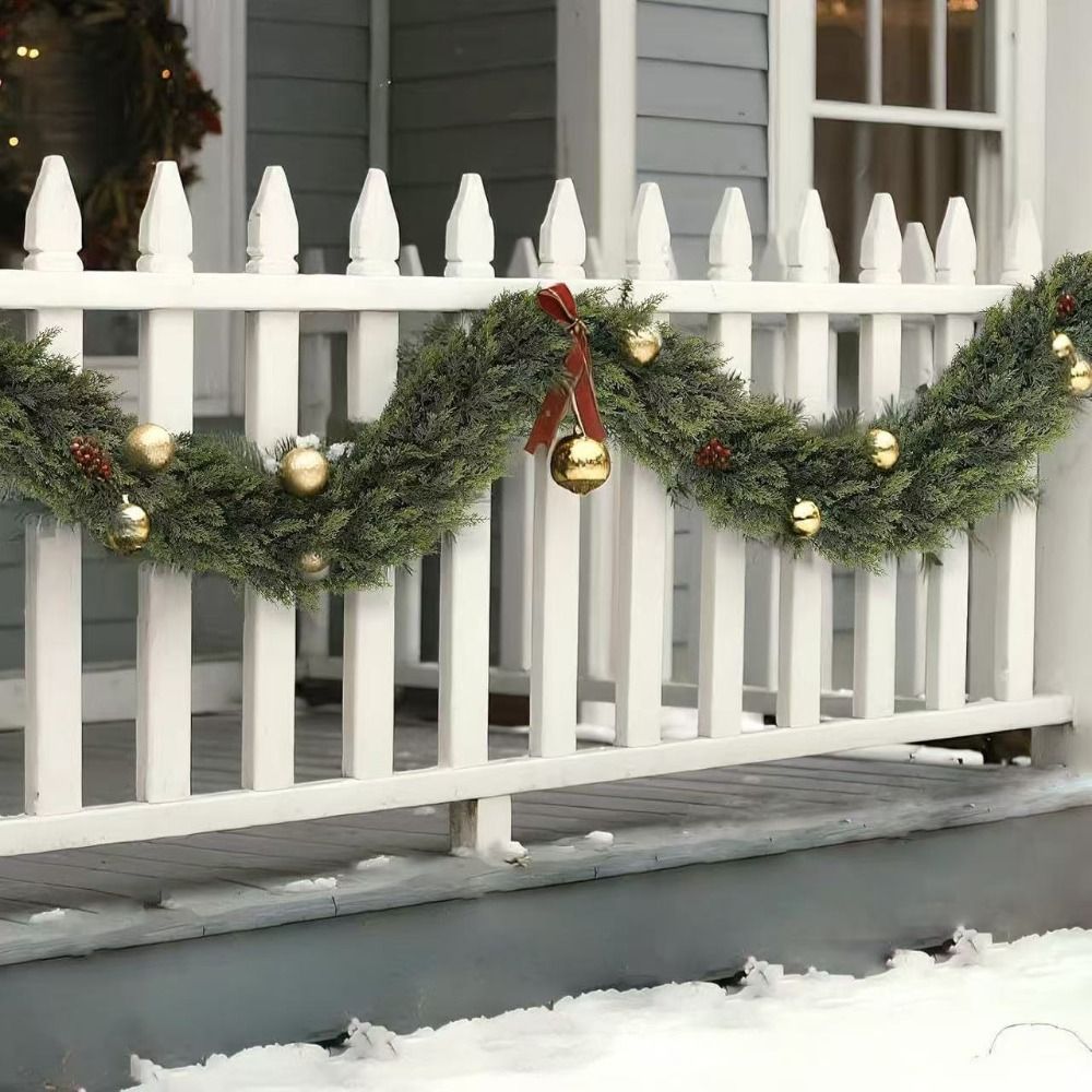 Christmas Tree Artificial - พวงมาลัยต้นสนนอร์ฟอล์กเทียมขนาด 1.8/2.7 เมตร สำหรับตกแต่งผนัง สีเขียวสนซีดาร์ วัสดุหวาย