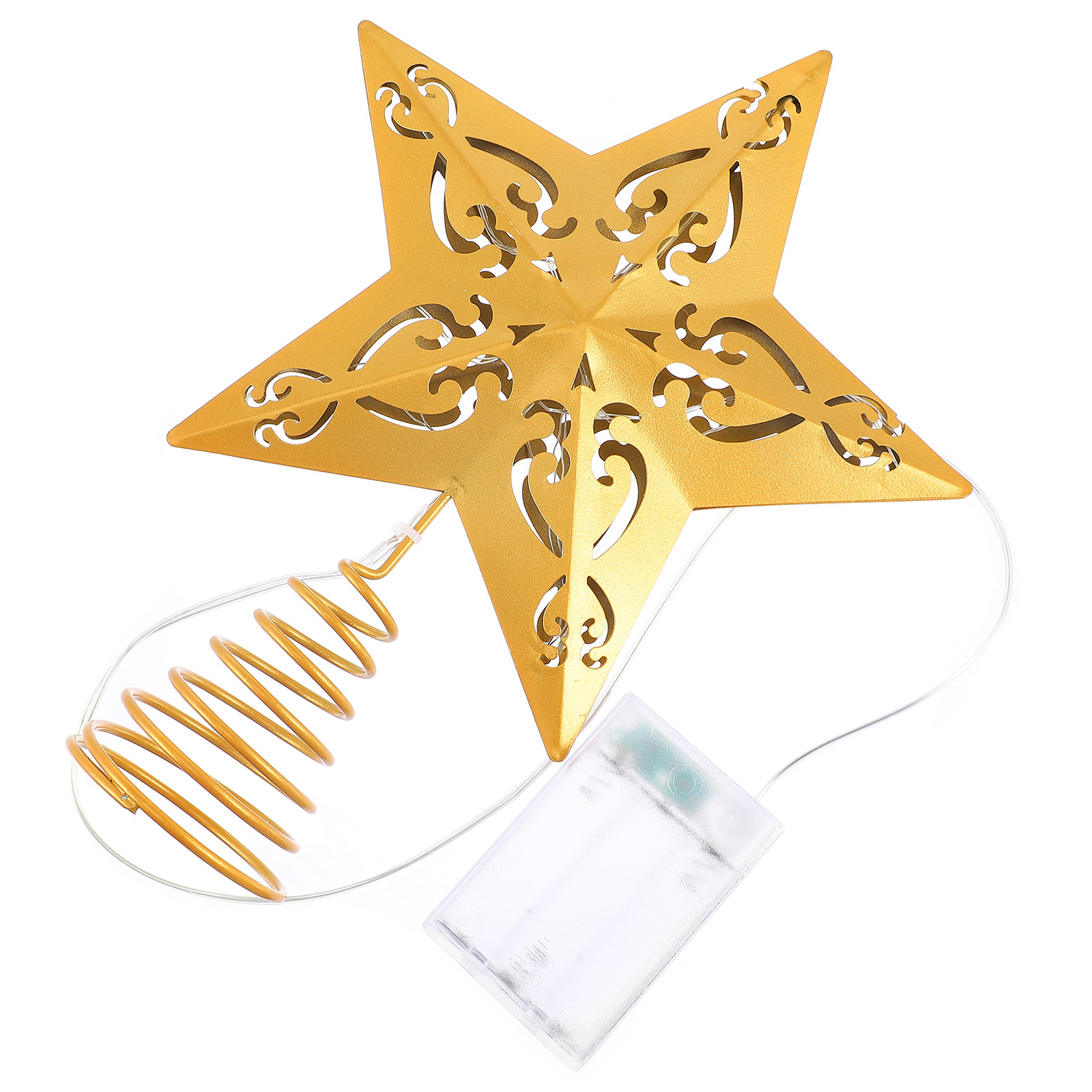 Star Tree Topper - ดาวประดับยอดต้นคริสต์มาสเคลือบกลิตเตอร์สีทอง 1 ชิ้น สำหรับตกแต่งงานปาร์ตี้วันหยุดเทศกาล หรูหราและสง่างาม