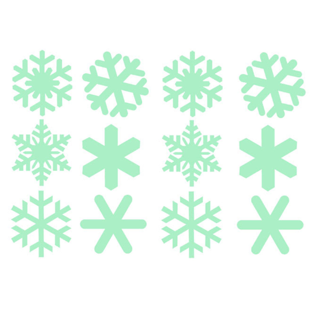 Snowflake Window Decal - สติ๊กเกอร์ติดผนังลายเกล็ดหิมะเรืองแสง 1 ชุด สำหรับตกแต่งคริสต์มาส ติดแน่นในที่มืด ลอกออกได้