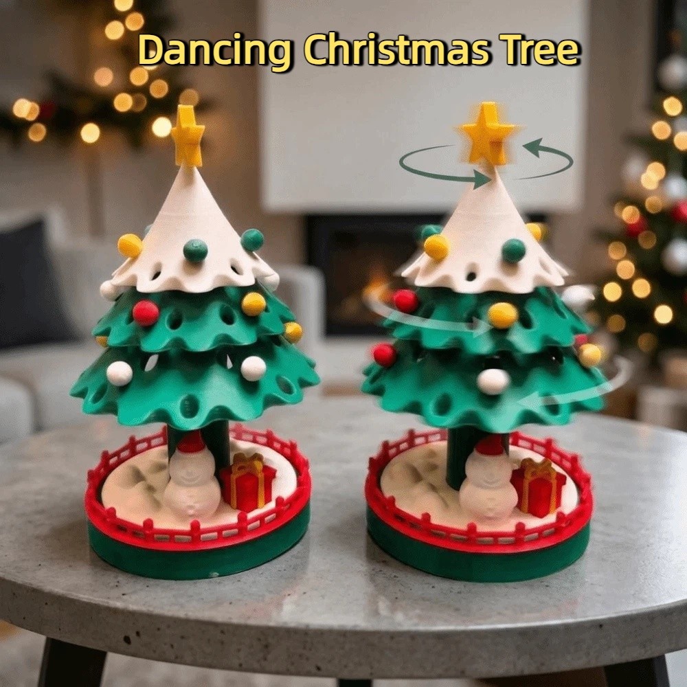 Star Tree Topper - ต้นคริสต์มาสหมุนได้แบบถอดประกอบได้ พิมพ์ 3 มิติ พร้อมดาวประดับด้านบน สีสันสดใส