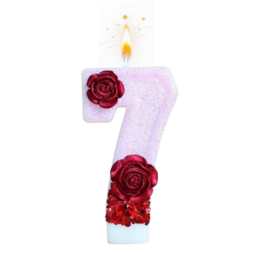 เทียนวันเกิดรูปดอกกุหลาบสีแดงก - Holiday Candle Set บทวิจารณ์และราคา