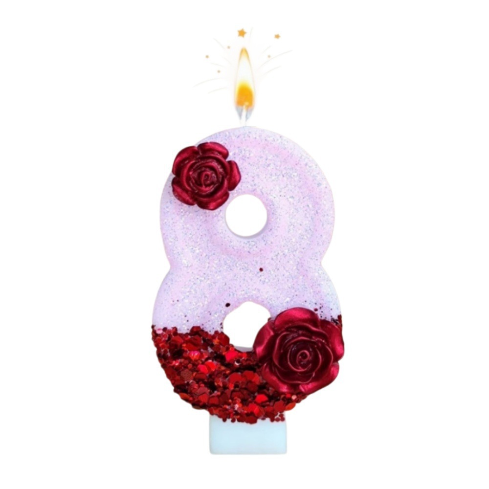 เทียนวันเกิดรูปดอกกุหลาบสีแดงก - Holiday Candle Set บทวิจารณ์และราคา